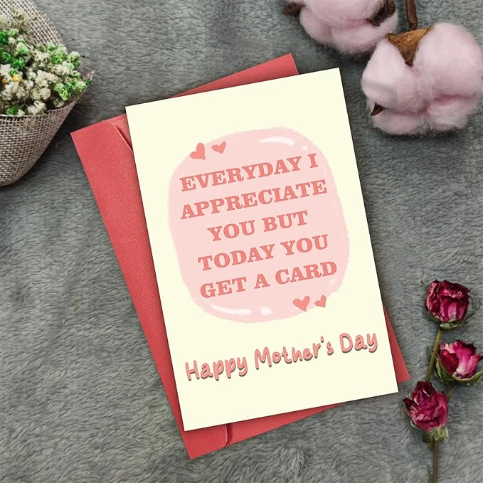 Funny Mother’s Day Card for Mom, Humor Mothers Day Gift for Her, Cute Mothers Day Card from Daughter Son, Everyday I Appreciate You But Today You Get A Card