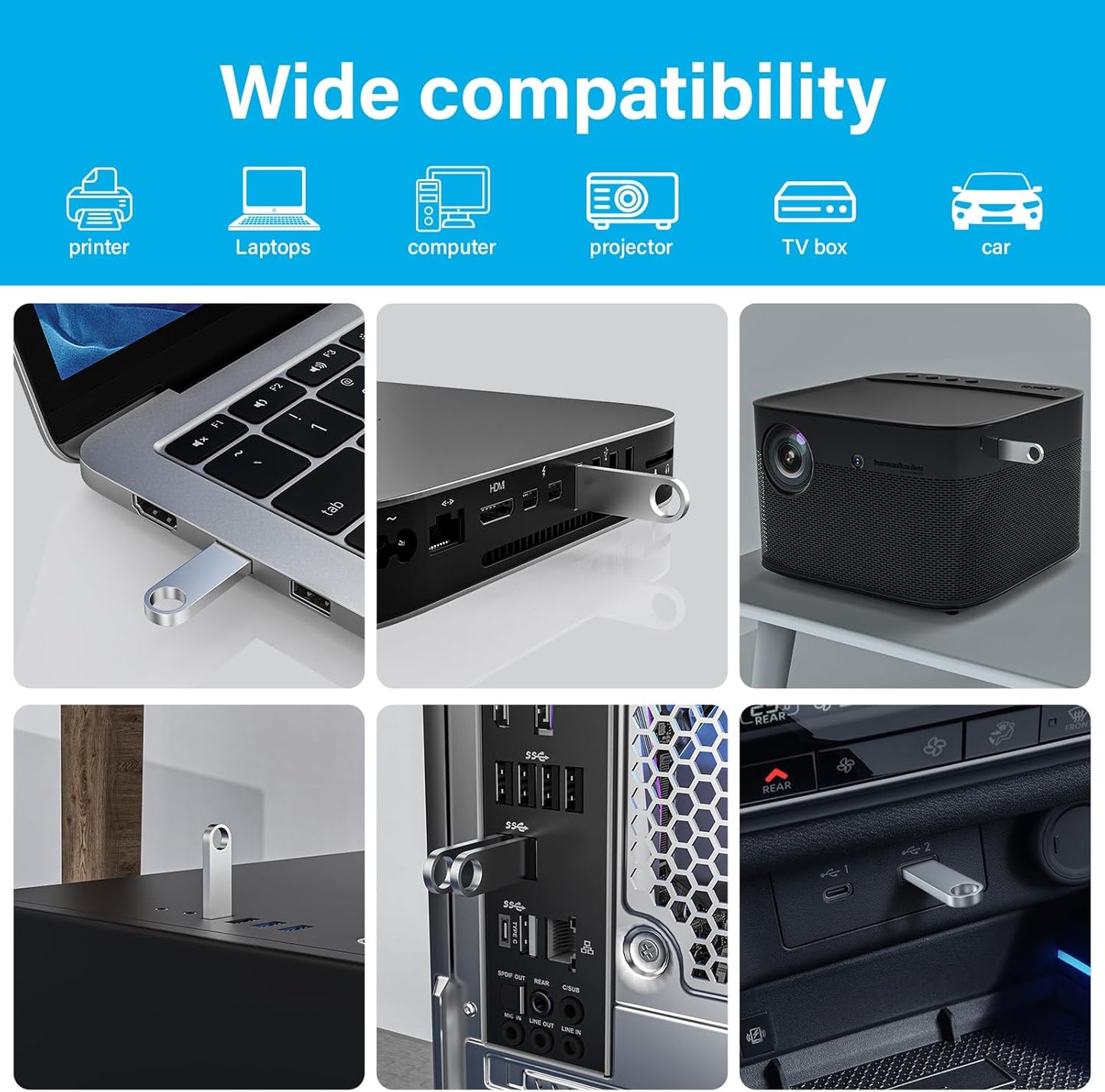 ABLAZE 4GB Flash Drive 2 Pack, Metal USB 2.0 Thumb Drives with Keychains USB Stick Pendrive (Sliver)