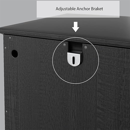 OLD CAPTAIN Wooden Tilt Out Trash Cabinet, Wooden Kitchen Garbage Can Free Standing Holder, Black Finish…