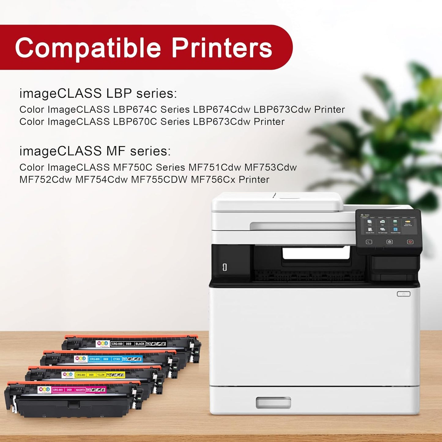 069 Toner Cartridge 4 Pack Compatible with Canon 069 Toner Cartridges, Working for Canon imageCLASS MF753Cdw MF751Cdw LBP674Cdw Printer(Black Cyan Magenta Yellow)