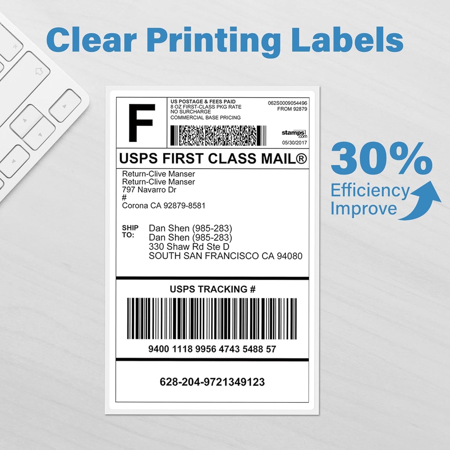 LotFancy 4x6 Thermal Labels, 500 Shipping Labels with Perforation, Permanent Adhesive, White Mailing Label Stickers, Compatible with Rollo, Zebra Thermal Printers