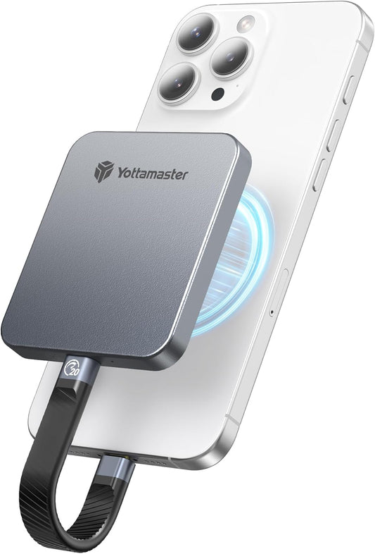 Yottamaster 2TB Magnetic External SSD, Up to 2000MB/s USB 3.2 Gen 2x2 Portable Solid State Drive, Supports 4K ProRes HDR Compatible with iPhone 16/15 Pro Max, Smartphone, Tablet, Laptop