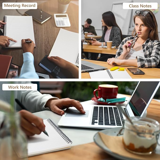 Fuutreo 24 Pcs Spiral Notebook for Work A5 8.3 x 5.7 Inch College Ruled Spiral Journal Notebook Kraft Cover, 12 Color, 60 Sheets, 120 Pages for Office School Supplies(Nuts Color)