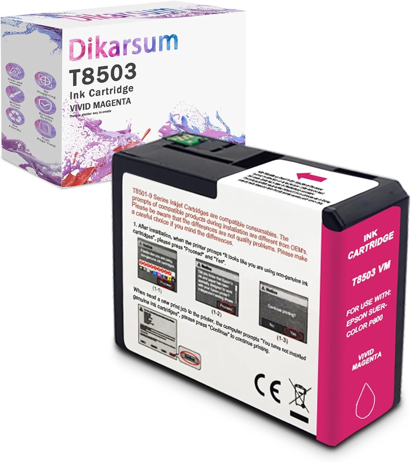 T850 Ink Cartridge Remanufactured T8503 T850300 Ink Cartridge Replacement for Surecolor P800 Printer(Vivd Magenta)