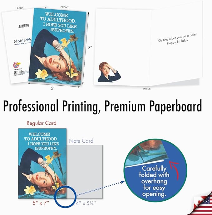NobleWorks Funny Birthday Greeting Card with 5 x 7 Inch Envelope (1 Card) Welcome To Adulthood C7878BDG