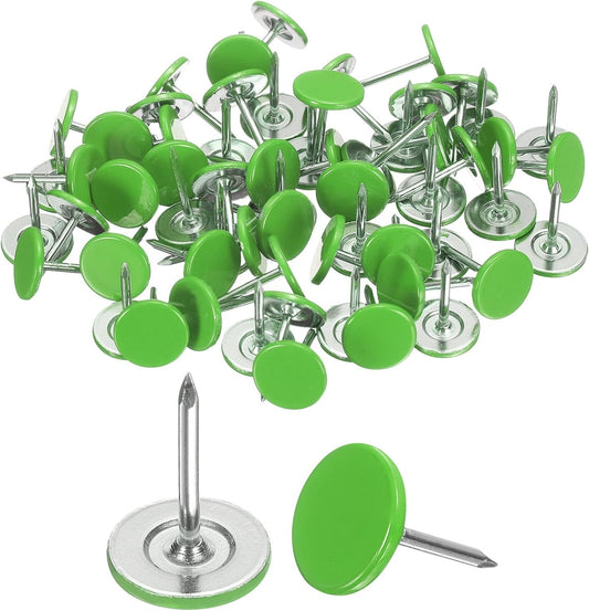 uxcell 100Pcs Upholstery Tacks, 11mmx15mm Flat Head Thumb Tack Decorative Furniture Nails Push Pins for Furniture Sofa Headboards, Light Green