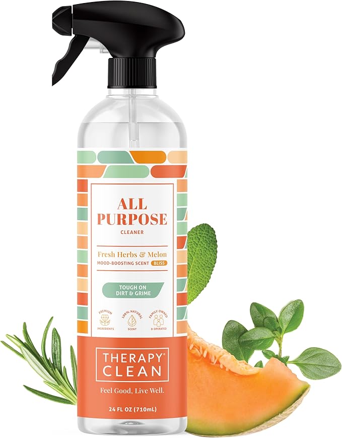 Therapy Clean All Purpose Cleaning Spray - Fresh Herbs & Melon 24 fl. oz - 100% Natural Scent, Kitchen Surface Counter, Surface Cleaner, Non Toxic All Purpose Cleaner Spray