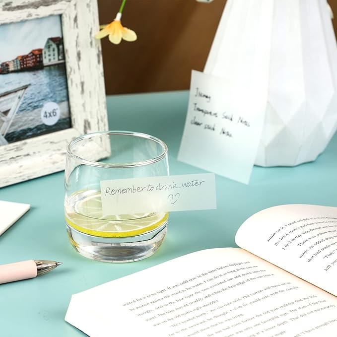 850 Pcs Transparent Sticky Notes Pad, Clear Sticky Notes for Books Message Reminder, Waterproof Self-Adhesive Translucent Sticky Notes, 17 Packs (1.5"x1.5", 3"x1", 3"x2", 3"x3", 3"x4")