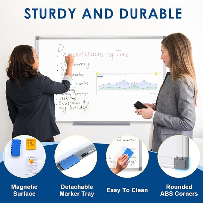S SWANCROWN Magnetic Whiteboard 18 x 24 Inch Dry Erase Board Wall Mounted White Board for Meeting/Planning/Displaying