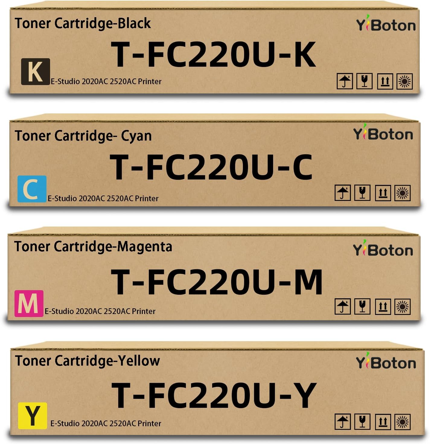 T-FC220U TFC220U Toner Cartridge Replacement for Toshiba T-FC220UK T-FC220UC T-FC220UY T-FC220UM Toner Use for Toshiba E-Studio 2020AC 2520AC Printer (4-Pack)