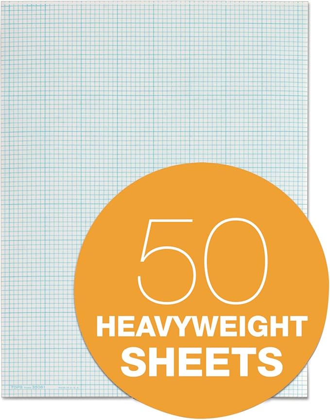 TOPS 35081 Cross Section Pads, 8 Squares, 8 1/2 x 11, White, 50 Sheets