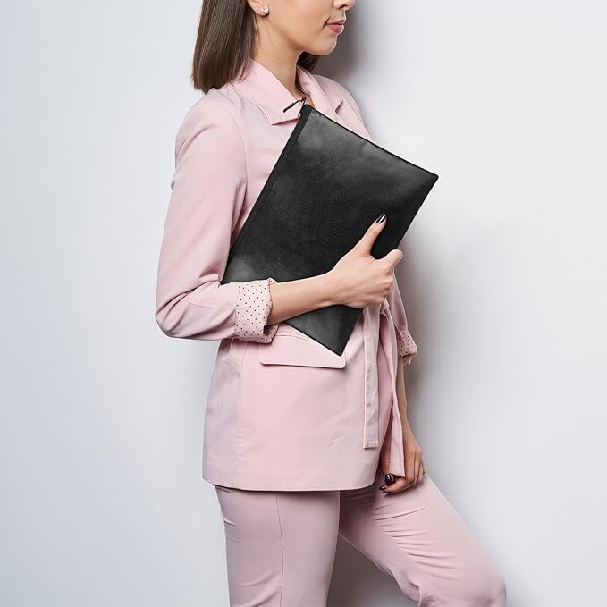 Fireproof Document Bag (10"x13.5" / 2000℉), Fireproof Waterproof Money Bag with Zipper, Premium Fiberglass, Fire Safe Storage for Documents, Passports, Cash, Valuables (Black)