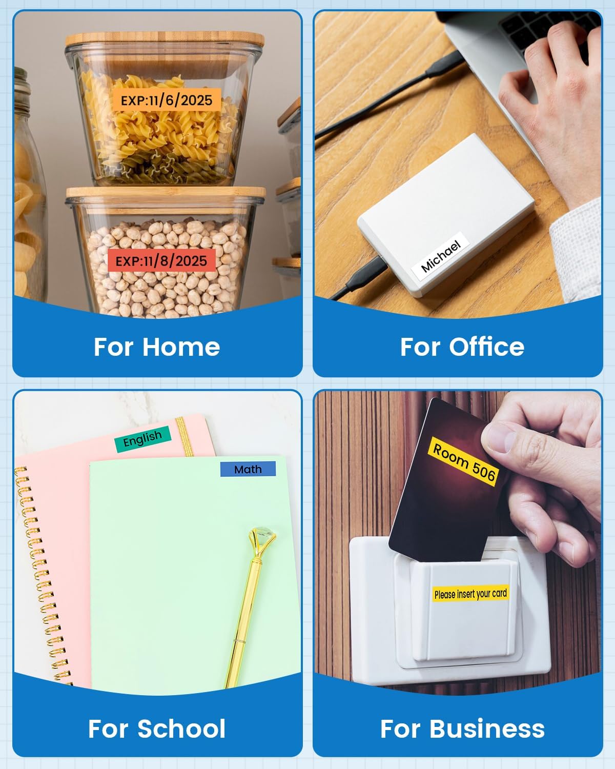 Anycolor Replace for Brother Label Maker Tape TZe TZ Tape 12mm 0.47 Laminated Color P Touch Label Tape for Brother PT-D210 PT-H110 PT-D220 PT-D610BT PT-D600, White/Orange/Red/Blue/Yellow/Green, 6-Pack