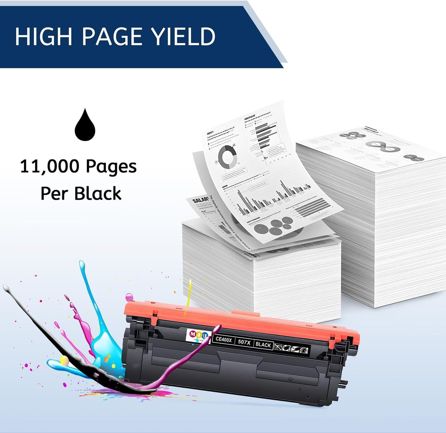 507X 507A High Yield Toner Cartridges CE400X CE400A(Black) Remanufactured Compatible with 507X 507A for Enterprise M551n M551dn M551xh M570dw M570dn M575c M575dn M575f(2 Pack, Black)