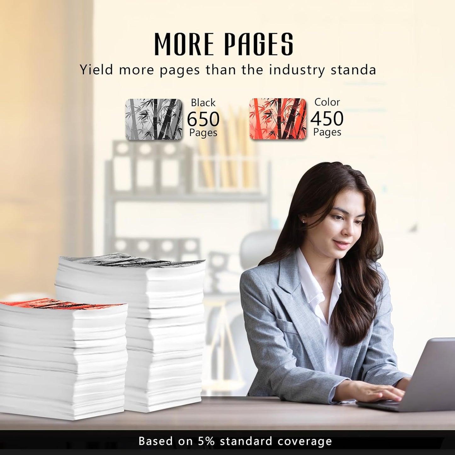 Printer Ink 67XL 67 2755e 4155e Ink Cartridges for HP Ink 67 Ink Cartridges Black/Color Combo Pack for Envy 6400 6000 6055e Pro 6455e for DeskJet 2700 2755 2725 2755e 2752 2855e 4255e 4155e Plus 4100