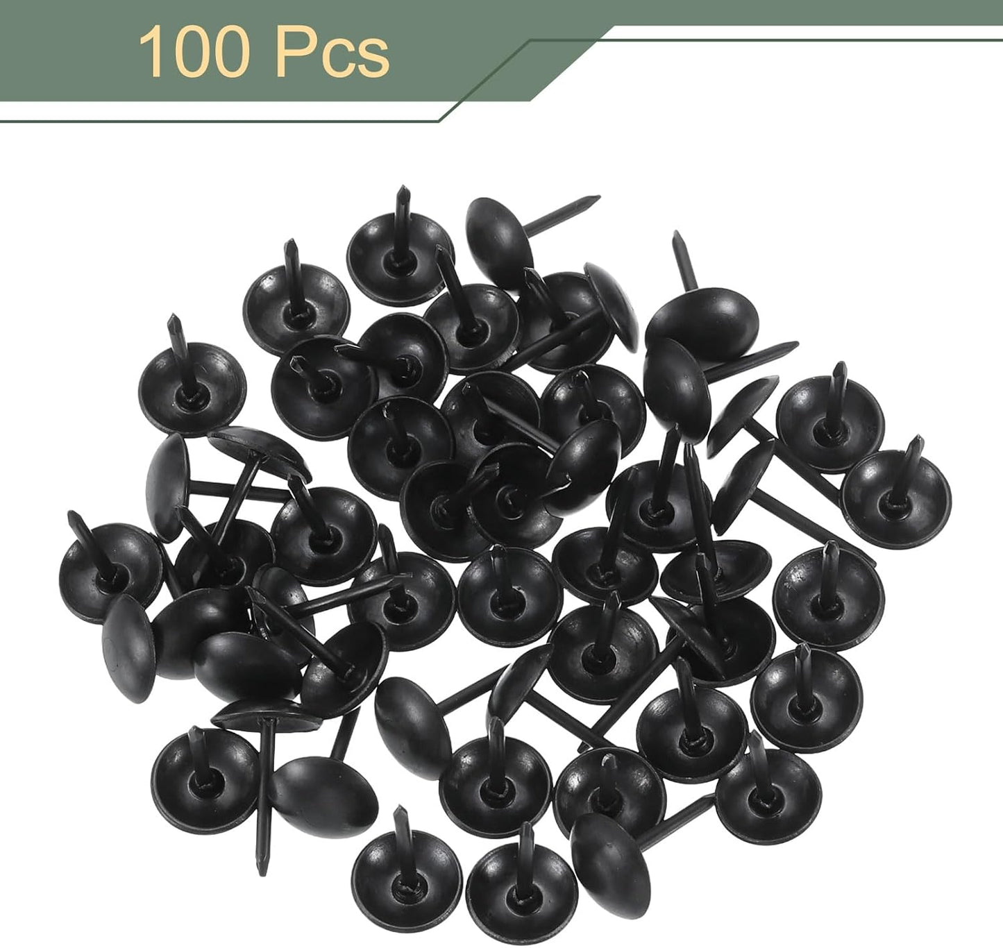 uxcell 100 Pcs Upholstery Tacks, 9 x 13mm Round Head Upholstery Nails Pins Vintage Decorative Furniture Tacks for Chairs Sofas Beds DIY Project, Black