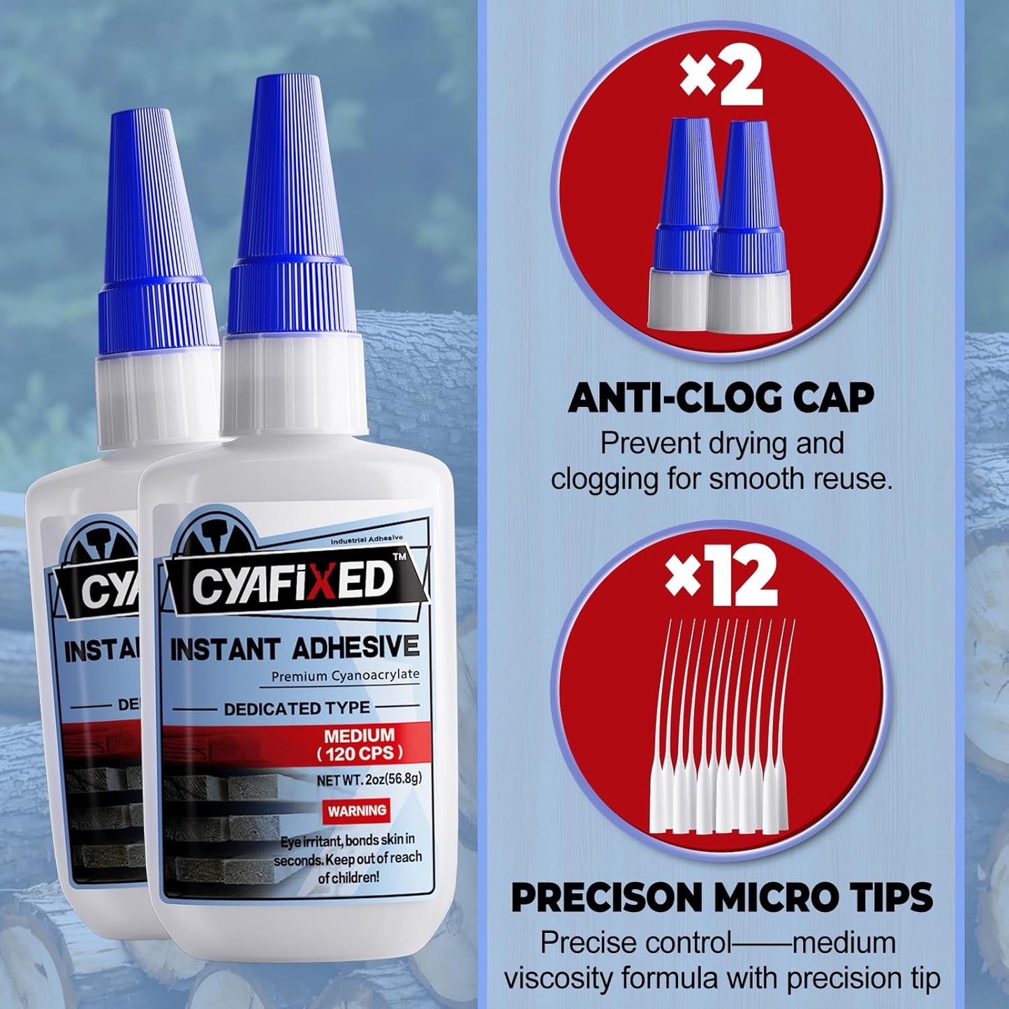 Wood Super Glue 113.6g 4oz, Clear Instant Medium Cyanoacrylate Adhesive Liquid for Woodworking Wooden Crafts Furniture Repairs, All Purpose Strong CA Glue for Metal Glass Plastic Ceramic Leather