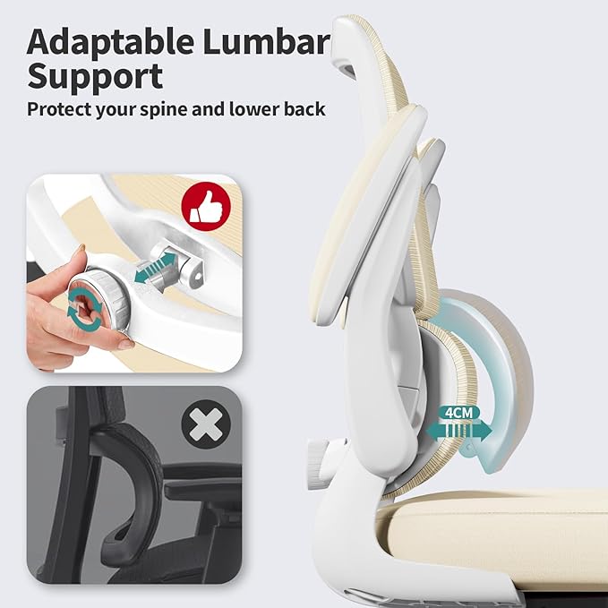 TRALT Office Chair Ergonomic Desk Chair, 330 LBS Home Mesh Office Desk Chairs with Wheels, Comfortable Gaming Chair, High Back Office Chair for Long Hours (Beige)