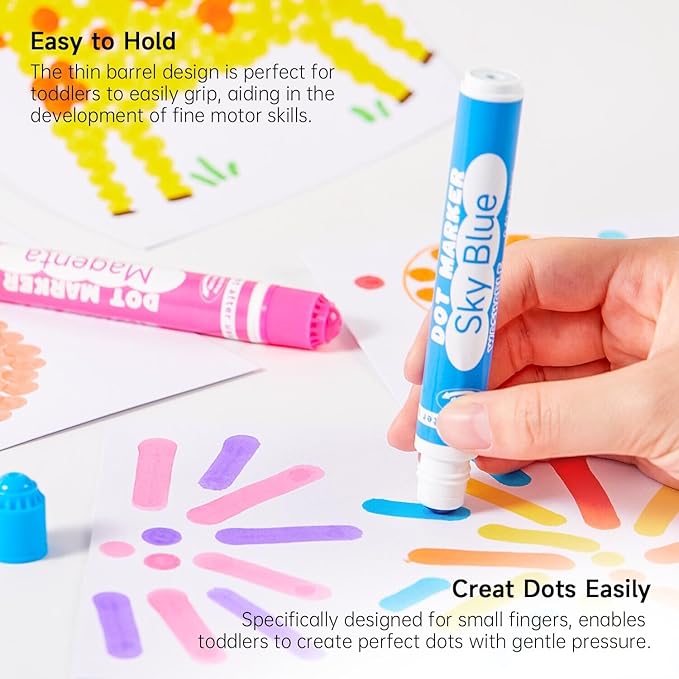 Shuttle Art Washable Dot Markers 26 Colors with Free Activity Book, Fun Art Supplies for Kids Toddlers and Preschoolers, Non Toxic Water-Based Paint Daubers, Dot Art Markers