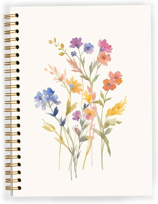 Vintage Wild Flower Botanical Plant Notebook 05,Rustic Spring Floral Cottagecore Notebook Journal for Work Office School Student Teacher,Hardcover Spiral Notebook 5.5x8.7