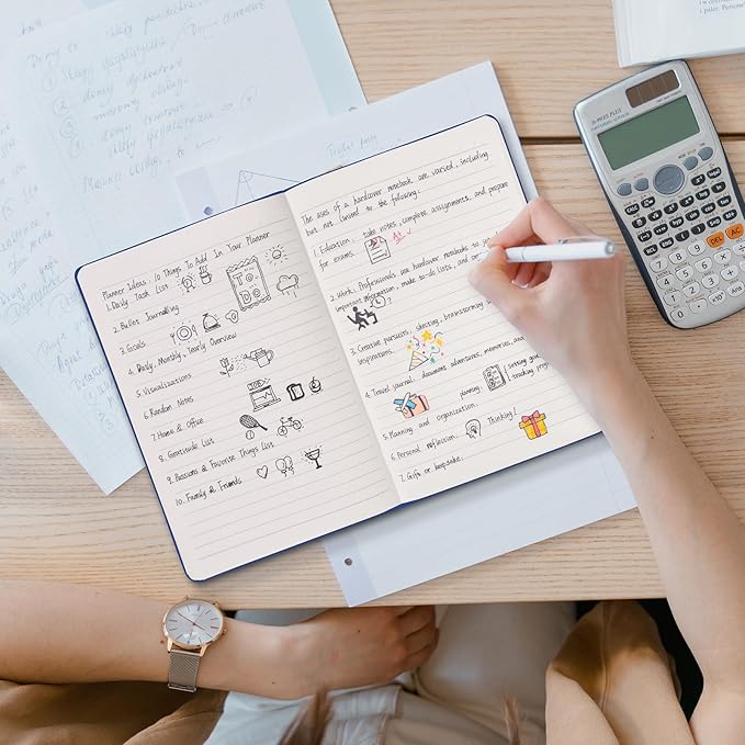 Comix Lined Journal Notebook for Women Men, Journaling Notebooks for Office School Home, 240 Pages, 5.5" x 8.3", College Ruled, A5, Hardcover, Navy Blue