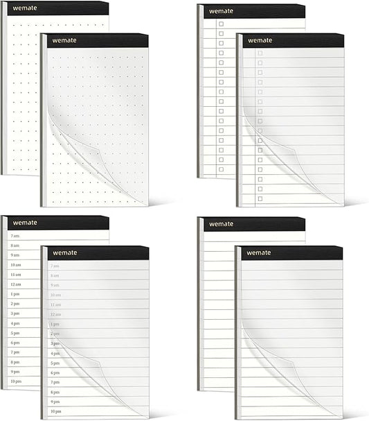 WEMATE Fathers Day 8Pcs Note Pads, Legal Pads 3.5 x 5, Time Schedule, Lined Notepad, To Do List, and Dotted Notepad, Paper Pads,Notebook Paper Writing Pads for School Office (8 Pack of 30)