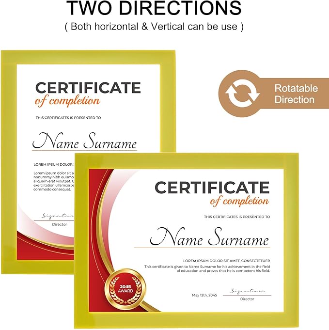 uxcell 5 Pcs Magnetic Sign Holder, 5" x 7" Self-Adhesive Magnetic Wall Signs Holder Magnetic Picture Frame Document Holder for Home Office Wall Window Displays, Yellow