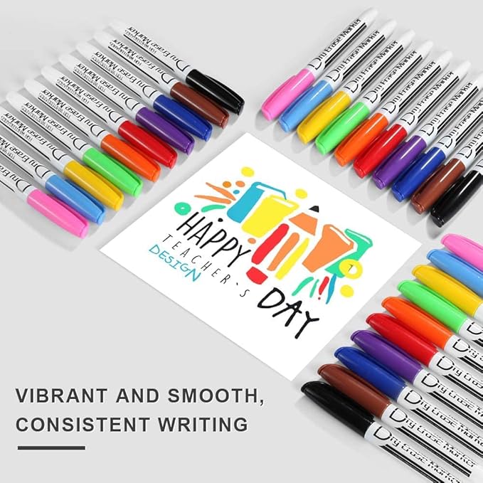 Volcanics Dry Erase Markers Low Odor Fine Whiteboard Markers Thin Box of 125, 10 Colors