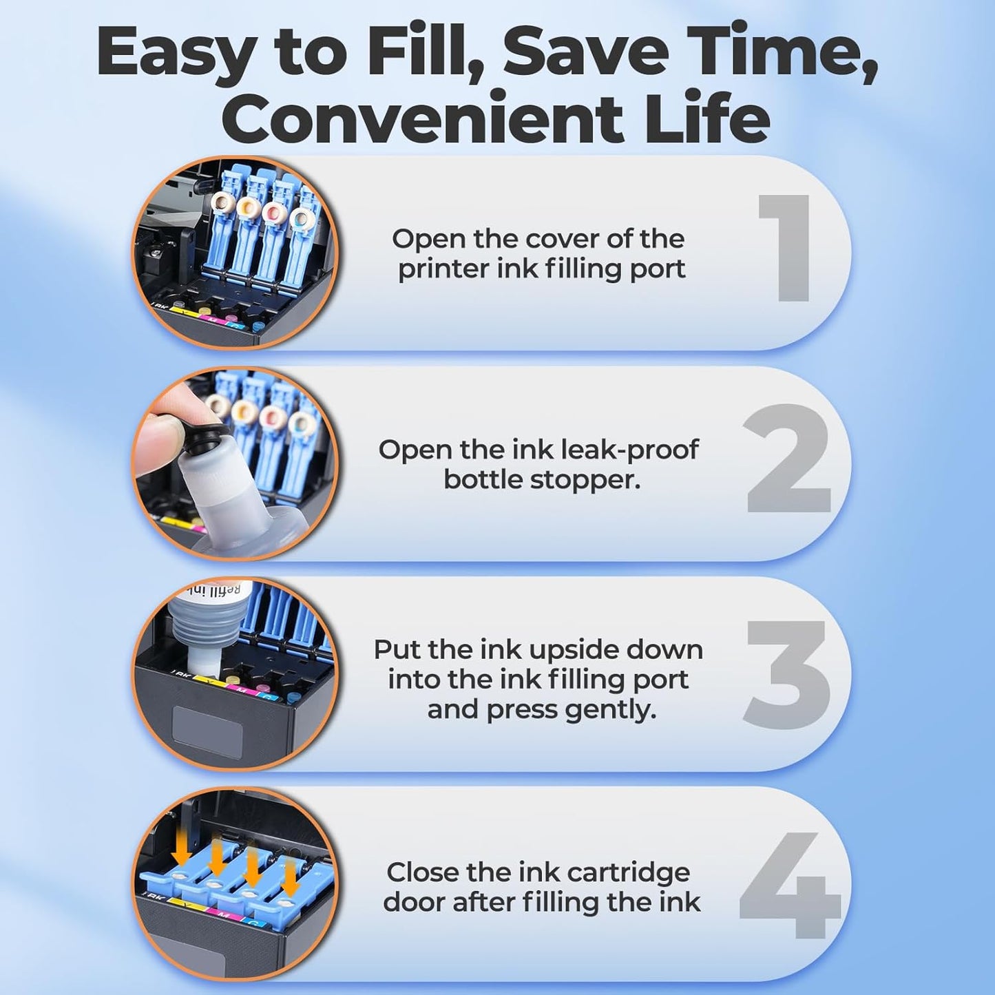 522 Black Ink Refill Bottles ET-2800 ET-4800 ET-2400 ET-2803 ET-2720 Replacement for T522 522 Ink Refill Bottles Black Use for Eco Tank ET-2400 ET-2720 ET-2800 ET-2803 ET-2840 ET-4800 ET-4810 Printers