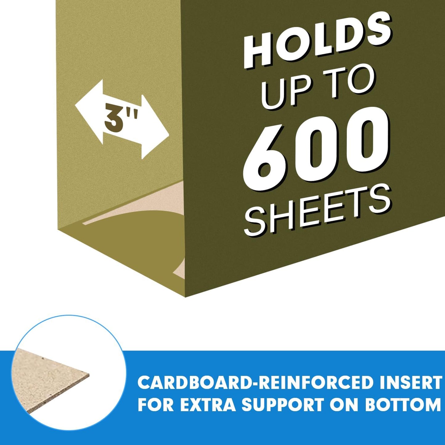 Extra Capacity Hanging File Folders, RAZCC 30 Pack Letter Size Reinforced Hanging Folders with Heavy Duty 3 Inch Expansion for Bulky Files, Filing Cabinet, Adjustable Tabs, Green