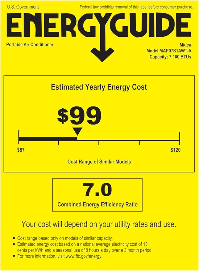Midea MAP07S1AWT-A Air Conditioner, 10,000 BTU-Smart, White