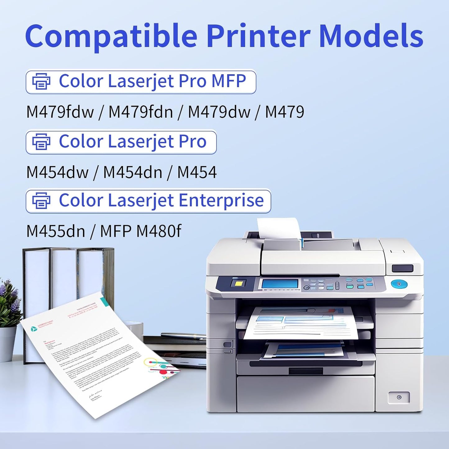 414X Toner Cartridges 4 Pack High Yield (with Chip) Compatible Replacement for HP 414X 414A for Color Laserjet Pro MFP M479fdw M479fdn M479dw Pro M454dw M454dn M479 M454 Printer Ink W2020X W2020A