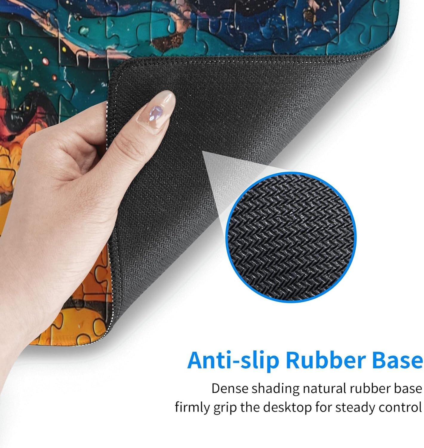 Gaming Mouse Pad Desk Pad,Extended Big Mouse Pad,31.5x11.8 Inch Long Computer Keyboard Mouse Mat Mousepad with 3mm Non-Slip Base and Stitched Edge for Gaming and Office… (Watercolor Puzzle)