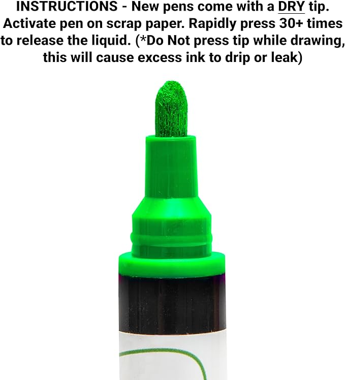 Glass Pen Window Marker: Liquid Chalk Pens for Glass, Whiteboard Markers with Washable Paint - Graduation, Car Windows, Mirror Pen, Storefront, Wedding, Parade, Party & Holiday (Green, Fine Tip)