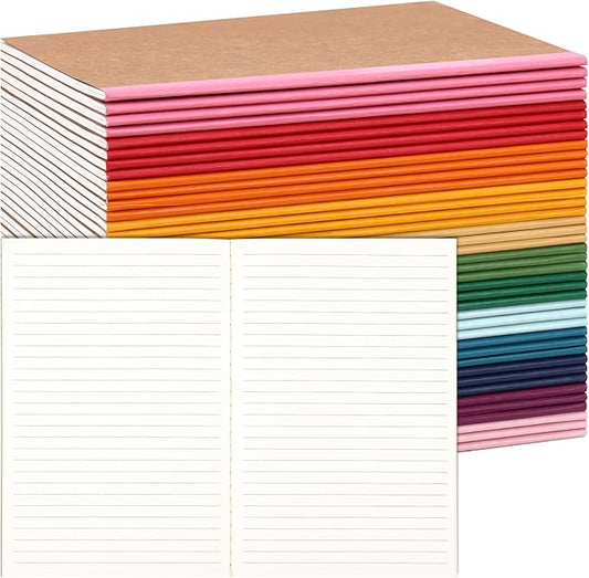 LABUK 40pcs Journals Bulk, A5 Kraft Lined Journaling Notebooks Bulk, Rainbow Composition Notebook, 12 Colors 60 Pages for Writing, School, Kids Gift