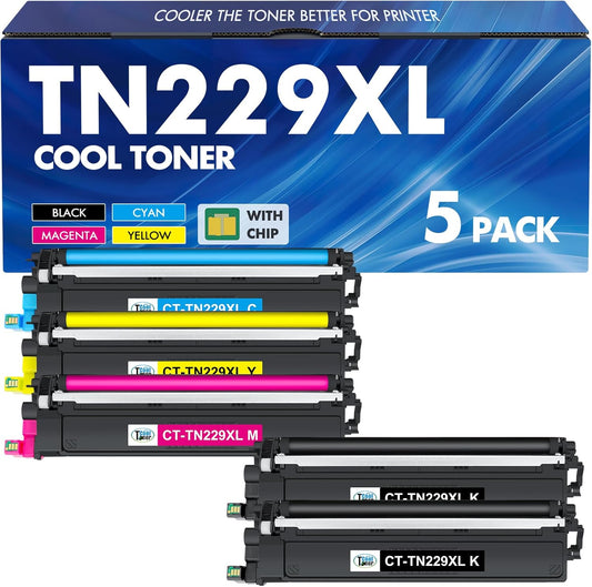 TN229XL TN229 229XL MFC-L3780CDW Toner Cartridges: HL-L3220CDW Compatible for Brother TN229XL TN229 TN 229XL TN-229 HL-L3280CDW HL-L3300CDW HL-L3295CDW MFC-L8395CDW MFC-L3720CDW Printer (5 Pack)