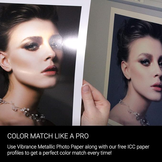Vibrance Metallic Photo Printer Paper 10 mil 255 gsm Premium Photo Paper Sheets 13 x 19 inches 50 Sheets Works with All Inkjet Printers Including Professional Makes and Models Like Epson Canon HP