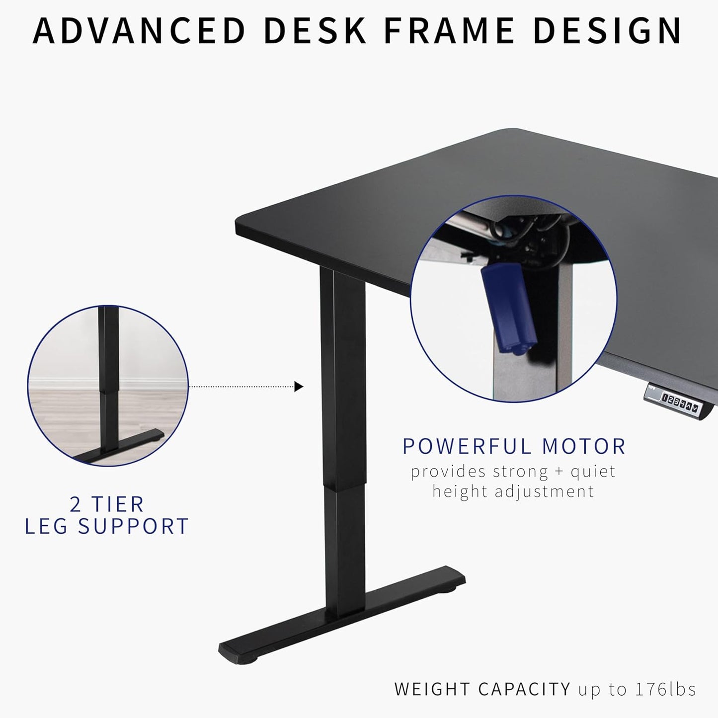 VIVO Electric 48 x 30 in Standing Desk, Memory Height Adjustment, 1B Series, One-Piece Black Top, Black Frame, DESK-KIT-1B5B