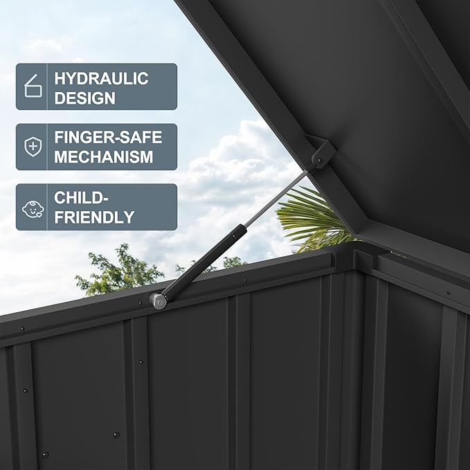 PURPLE LEAF Outdoor Deck Box 100 Gallon Waterproof Lockable Storage Box Container with Lid Deck Organization for Patio Cushions Side Table Pool Accessories Garden Tools, Gray