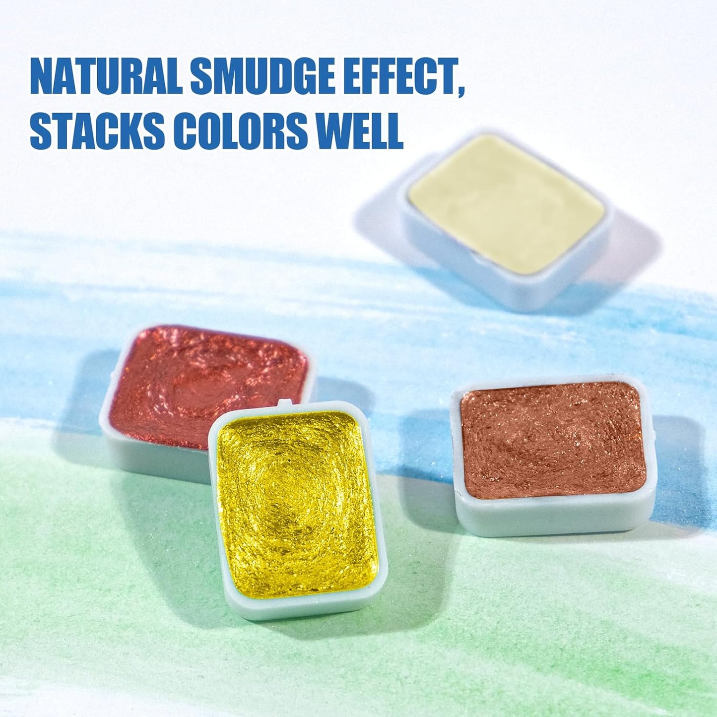 Mini Glitter Watercolor Paint Set, 20 Colors Shimmer Metallic Watercolour Painting Sets, Solid Pearl Water Color Paints for Kids, Adult, 1ml Trial Pack (Gold 20)