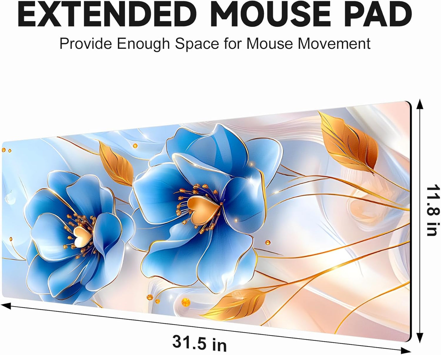 Large Gaming Mouse Pad (31.5"x11.8") - XXL PU Leather Waterproof Desk Mat with Non-Slip Rubber Base for Keyboard, PC & Office