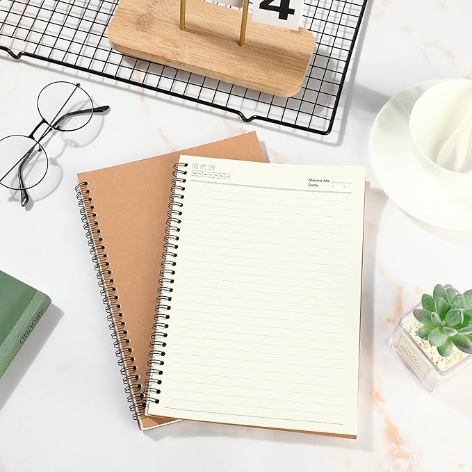 Epakh 22 Packs Spiral Notebook Hard Cover Spiral Journal, Wide Ruled Pages, 50 Sheets 100 Pages, Lined Style(Brown,B5)