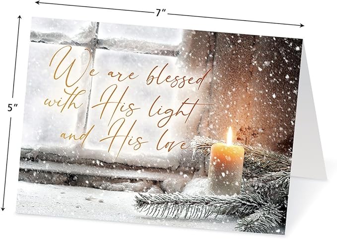 Current Let Your Heart Be Light Personalized Christmas Greeting Cards Set - Set of 18 Large 5 x 7-Inch Folded Cards, Themed Religious Holiday Card Value Pack, Envelopes Included