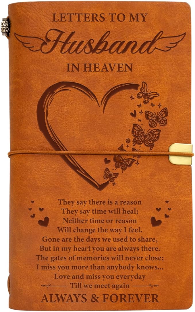 Vetbuosa Memorial Gifts for Loss of Husband-Leather Journal, Sympathy Gifts for Loss of Husband,In Memory of Husband,Bereavement Gifts for Loss of Husband,Remembrance/Funeral/Condolence Gifts for Loss
