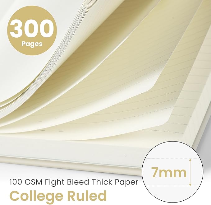 Lined Spiral Notebook Journal for Work, 300 Pages Thick B5 (7.1"x10") College Ruled Journal for Women & Writing, Hardcover Notebook for Note Taking, Perfect for Office Home School Supplies, Grey Beige