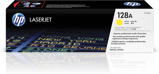 HP 128A Yellow Toner Cartridge | Works with HP LaserJet Pro CM1415 Color, CP1525 Color Series | CE322A