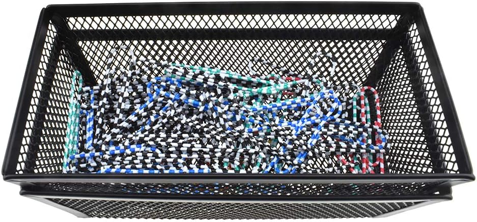 HAHIYO Stackable Mesh Tray Cup 6 x 3 x 2 inches Sturdy Container for Desk Drawer Organizer Collection for Home Office School kitchen Soft Foam Feet No Sharp Edges 2 Pack Black