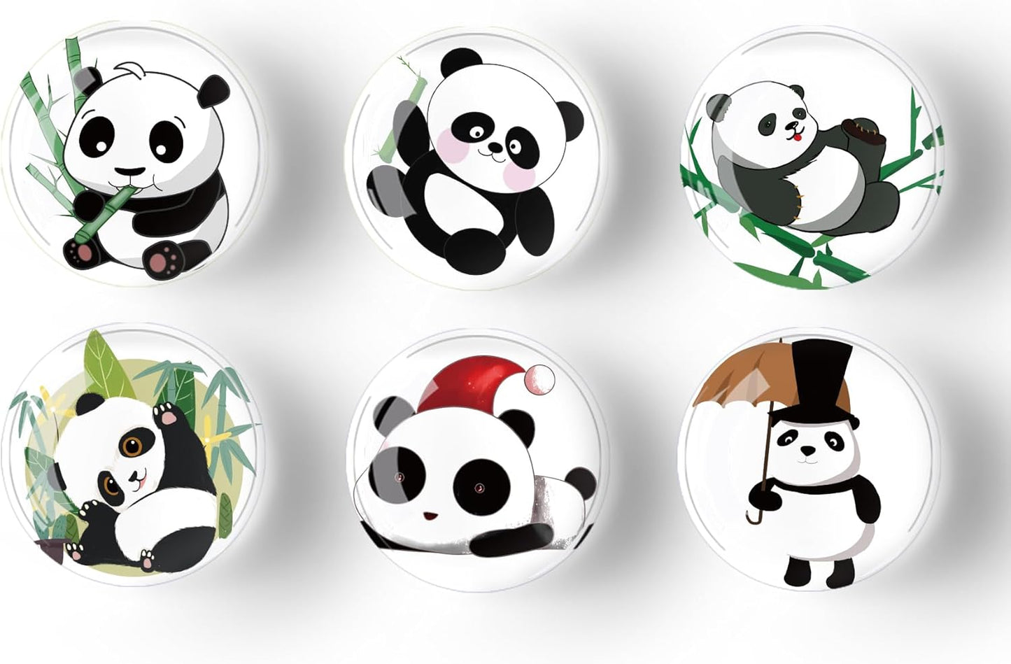 12Pcs Glass Refrigerator Magnet Fridge Sticker,Panda Fridge Magnets Decoration for Crafts,Strong Fridge Magnets for Kitchen, School,Office Whiteboard, Cabinet and Dishwasher