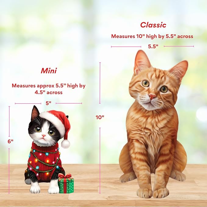 Freshcut Paper Pop Up Cards, Mini Christmas Puppy & Kitten, 6 Inch Mini Sized 3D Pet Gifts, Popup Greeting Card, Christmas Card, Paper Cat & Dog Cards, Blank Notecard & Envelope