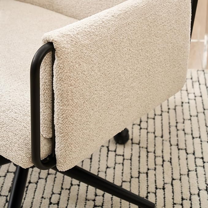 Kidol & Shellder Office Desk Chair Set of 2 with Arm, Swivel Adjustable Height with Wheels Comfortable Wide Seat for Home Office, Bedroom, Makeup Room, Beige